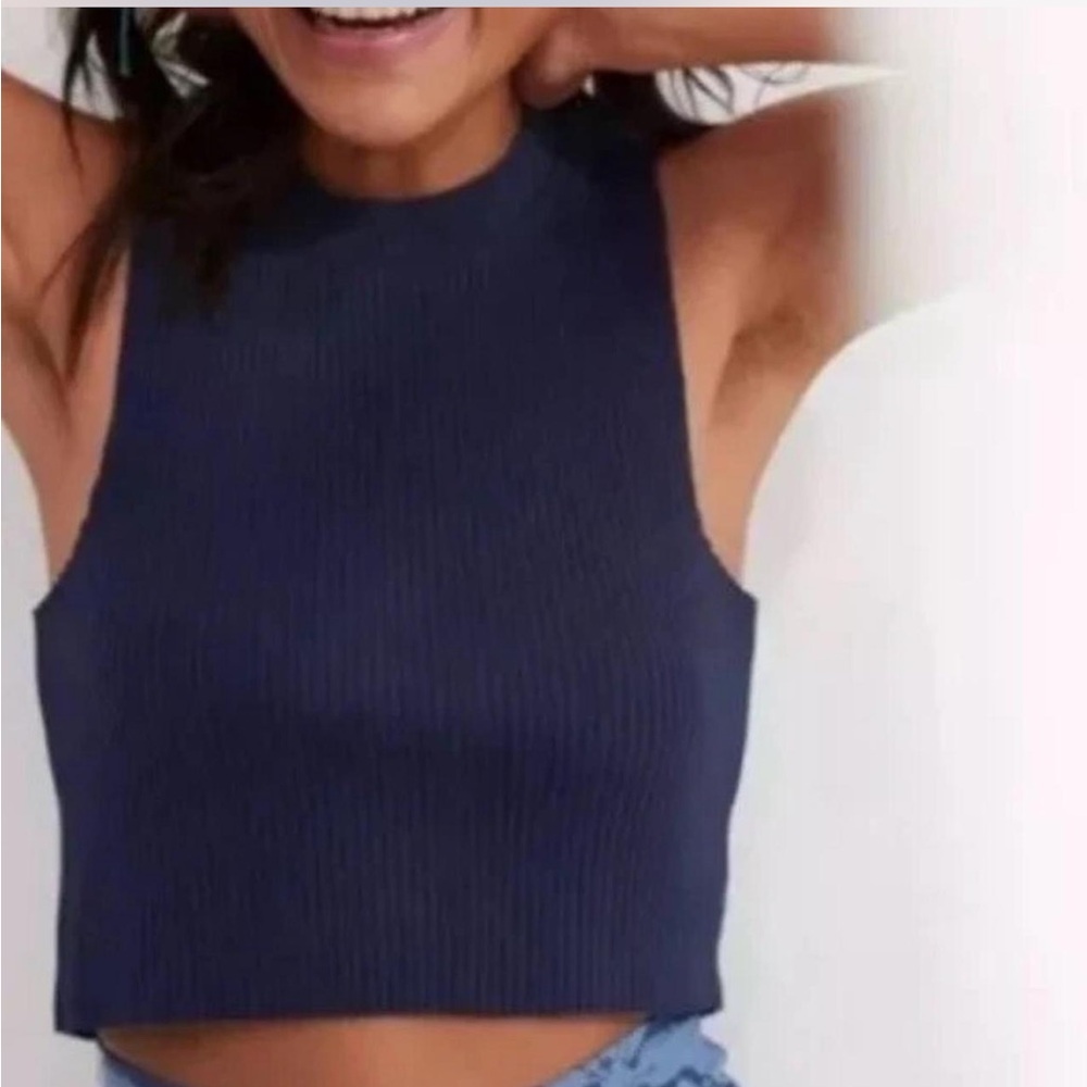 Aerie Midnight navy Ribbed Tank Top and sweatpants set